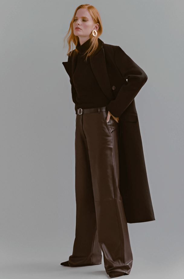 Women's Leather Pant In Chocolate Brown