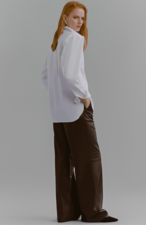 Women's Leather Pant In Chocolate Brown