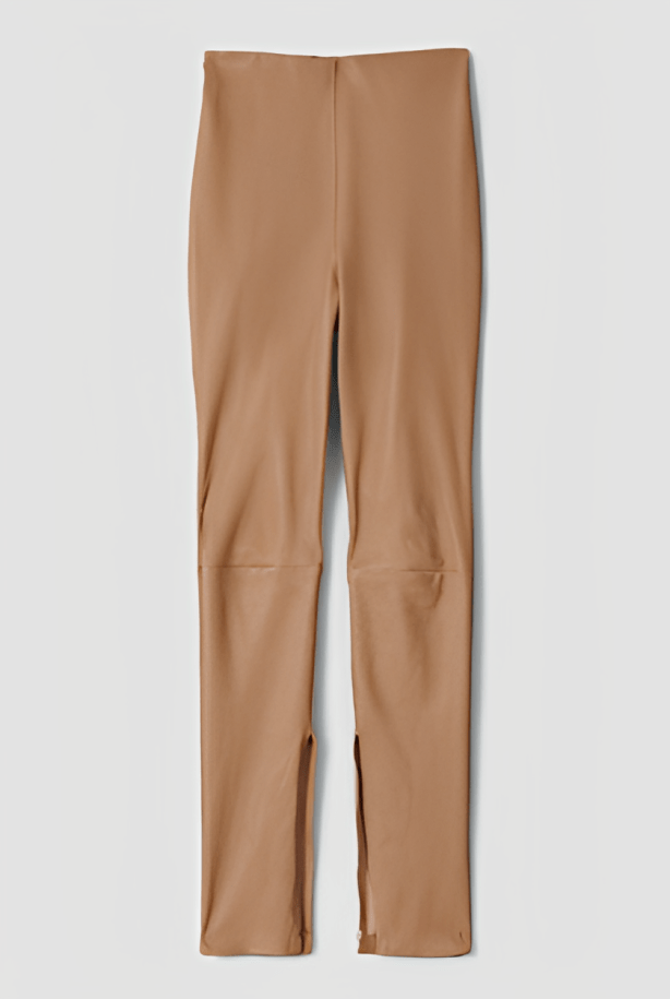 Women's Leather Pant In Tan
