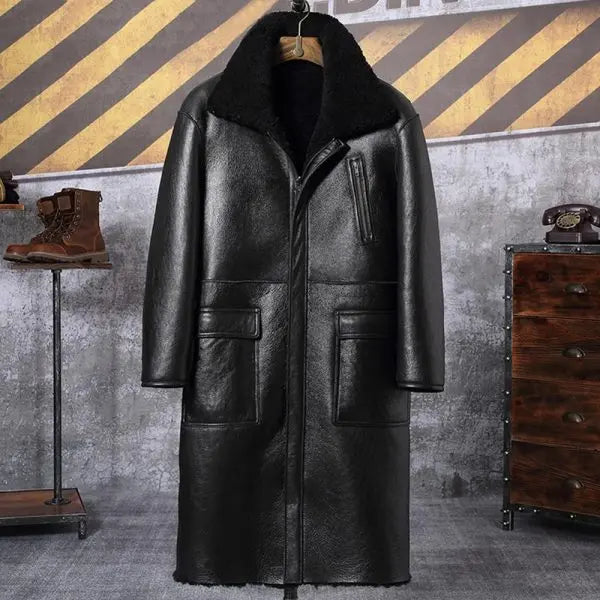 Men's Double Sided Shearling Leather Coat