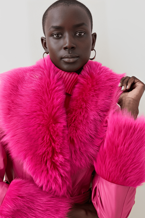 Women s Shearling Leather Coat Trench Coats S Pink f6d1e3