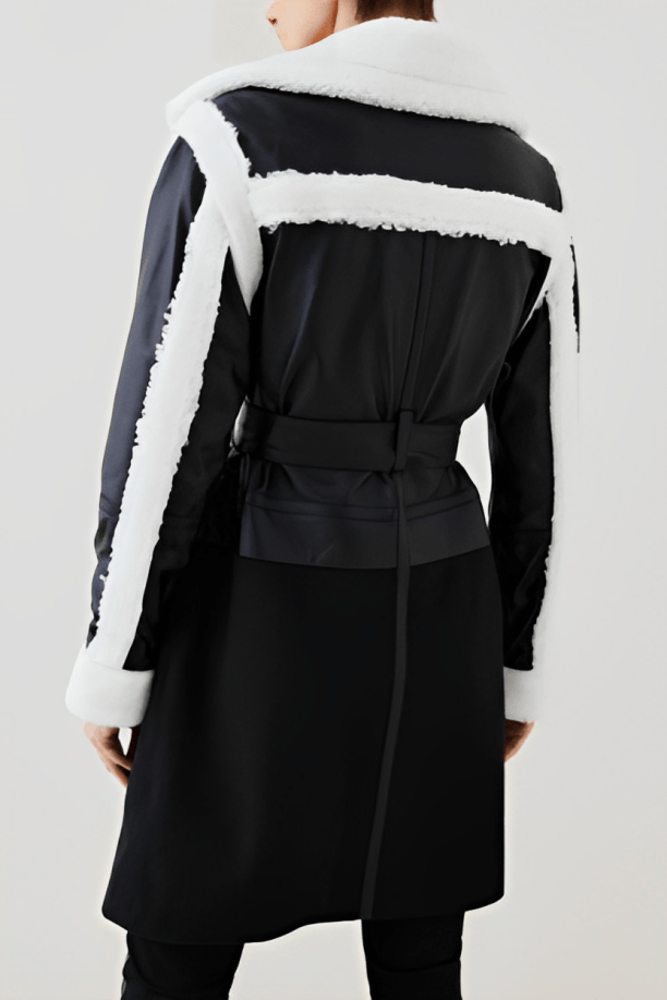 Women's Suede Leather Shearling Coat In Black