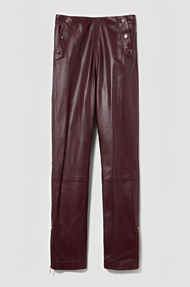 Women's Leather Pant In Burgundy