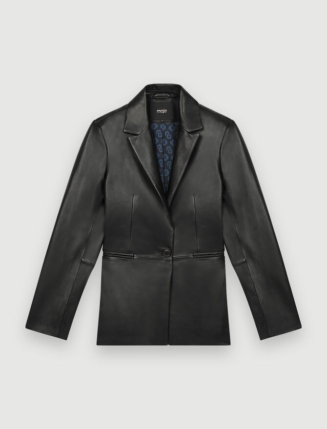 Women's Black Leather Blazer