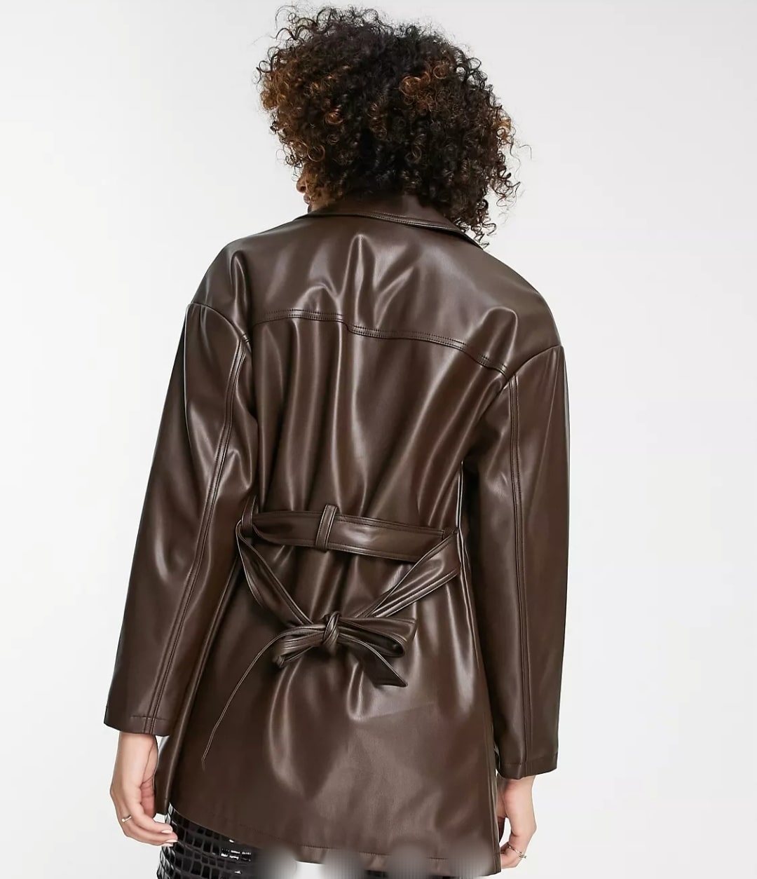 Women's Chocolate Brown Leather Shirt With Belt