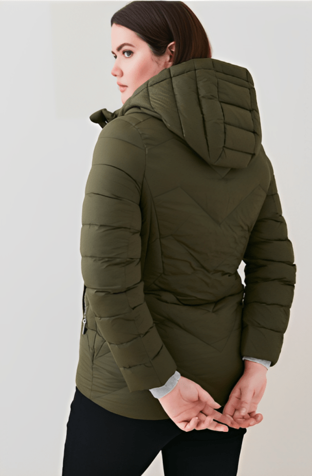 Women's Hooded Puffer Jacket In Khaki