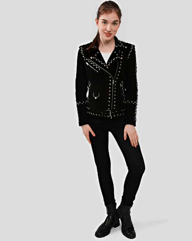 Women's Studded Biker Jacket - Custom Leather Suede Jackets