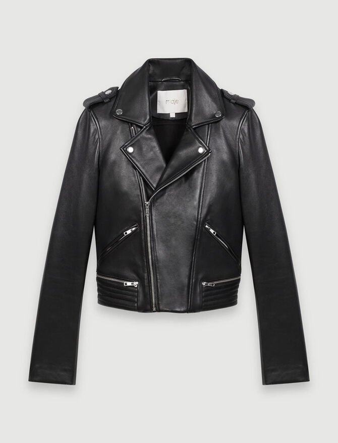 Women's Trendy Leather Biker Jacket In Black