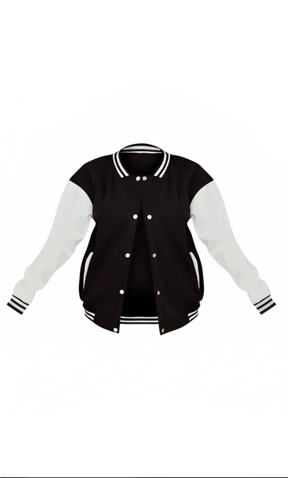 Women's Varsity Leather Bomber Jacket In Black